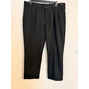 Van Heusen Traveler Classic Black Pleated‎ Dress Pants Mens Size 40x30